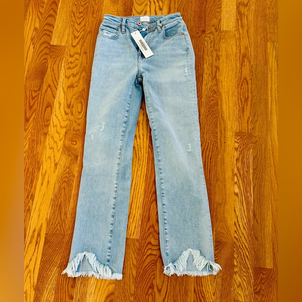 Jonathan Simkhai Light Blue Distressed Straight Leg Jeans